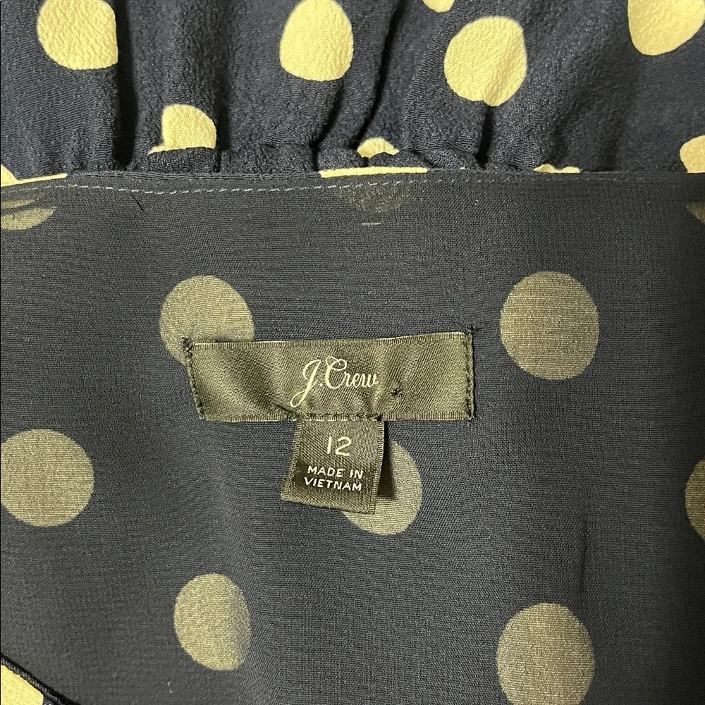 J. Crew Long Sleeve Peplum Polka Dot Top Sz 12